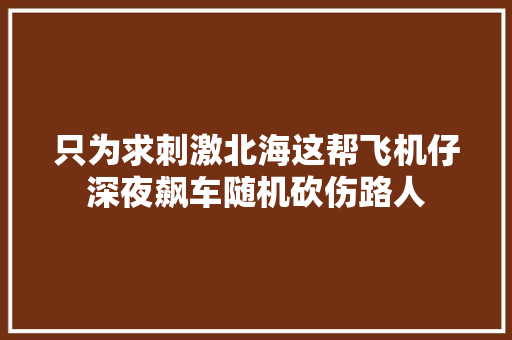 只为求刺激北海这帮飞机仔深夜飙车随机砍伤路人