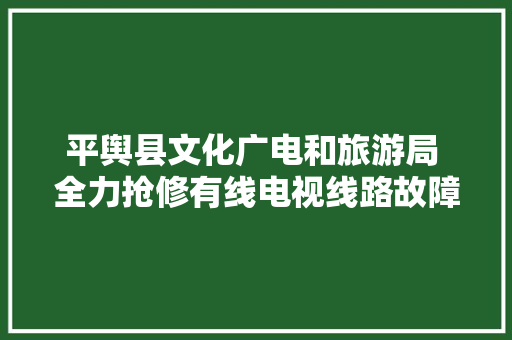 平舆县文化广电和旅游局 全力抢修有线电视线路故障 汽车知识