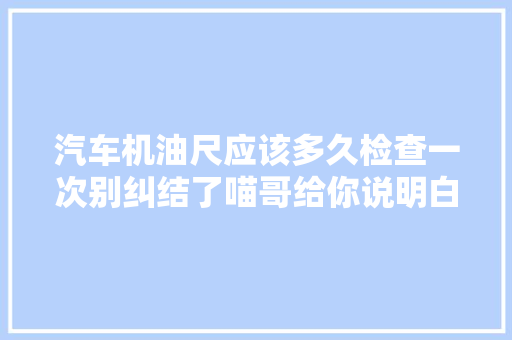 汽车机油尺应该多久检查一次别纠结了喵哥给你说明白