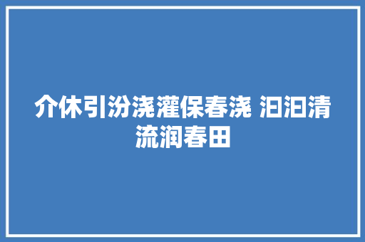 介休引汾浇灌保春浇 汩汩清流润春田