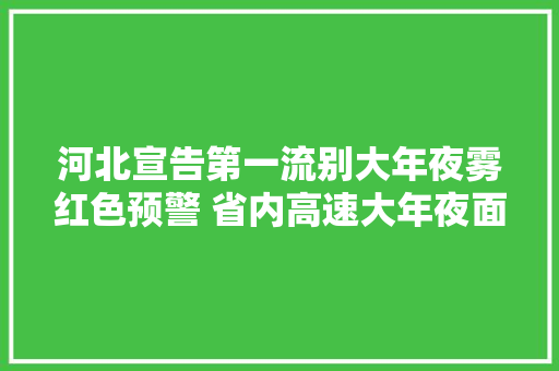 河北宣告第一流别大年夜雾红色预警 省内高速大年夜面积关闭