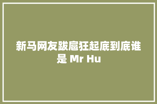 新马网友跋扈狂起底到底谁是 Mr Hu