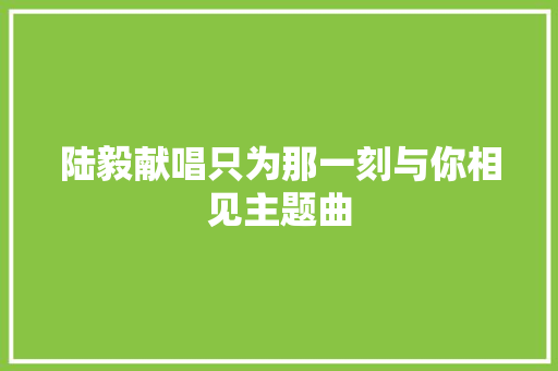 陆毅献唱只为那一刻与你相见主题曲