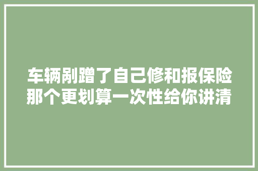 车辆剐蹭了自己修和报保险那个更划算一次性给你讲清楚