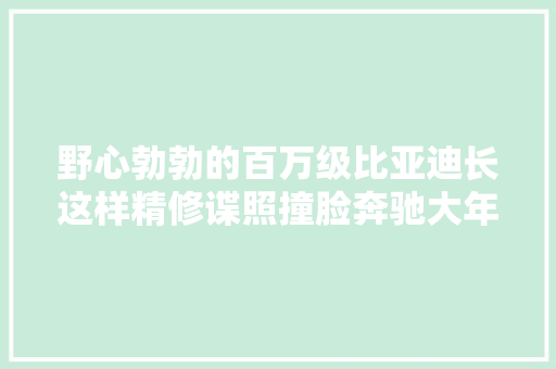 野心勃勃的百万级比亚迪长这样精修谍照撞脸奔驰大年夜G