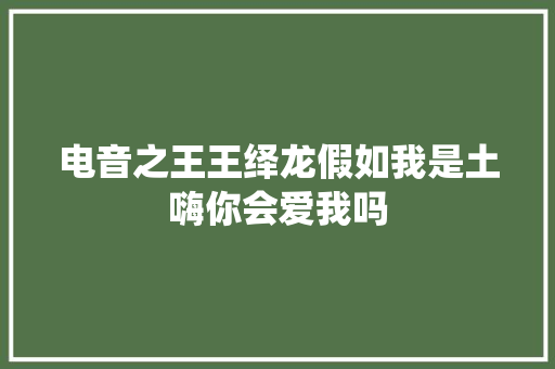 电音之王王绎龙假如我是土嗨你会爱我吗