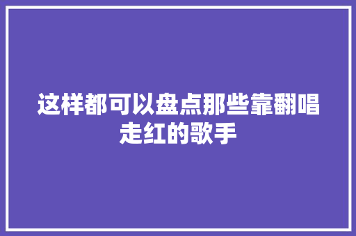 这样都可以盘点那些靠翻唱走红的歌手