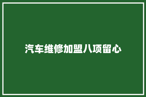 汽车维修加盟八项留心