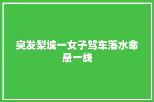 突发梨城一女子驾车落水命悬一线