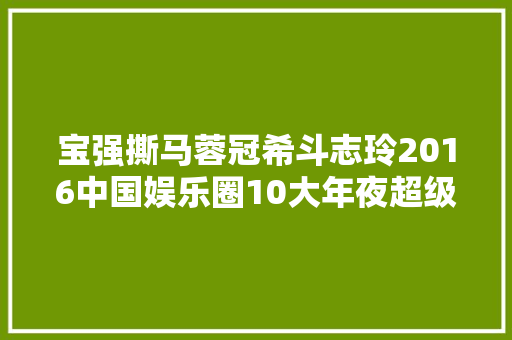 宝强撕马蓉冠希斗志玲2016中国娱乐圈10大年夜超级PK