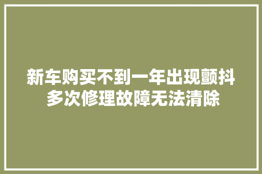 新车购买不到一年出现颤抖 多次修理故障无法清除 汽车知识