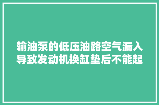 输油泵的低压油路空气漏入导致发动机换缸垫后不能起动的故障案例 汽车知识