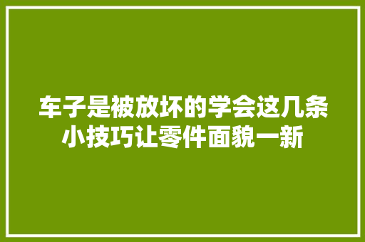 车子是被放坏的学会这几条小技巧让零件面貌一新
