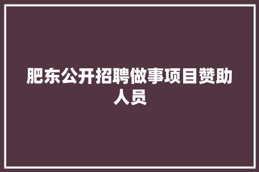 肥东公开招聘做事项目赞助人员