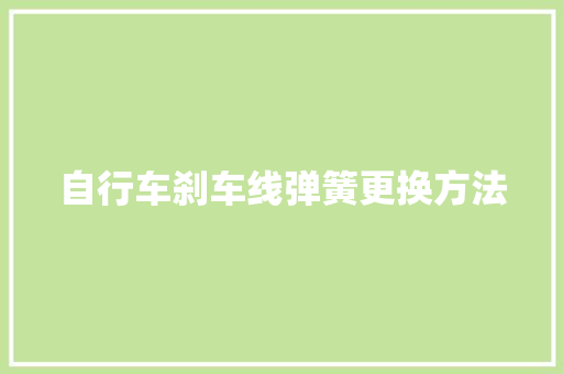 自行车刹车线弹簧更换方法