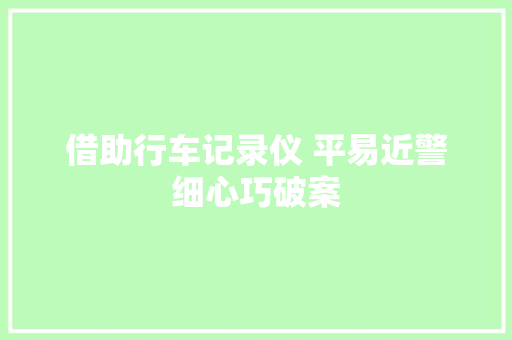 借助行车记录仪 平易近警细心巧破案