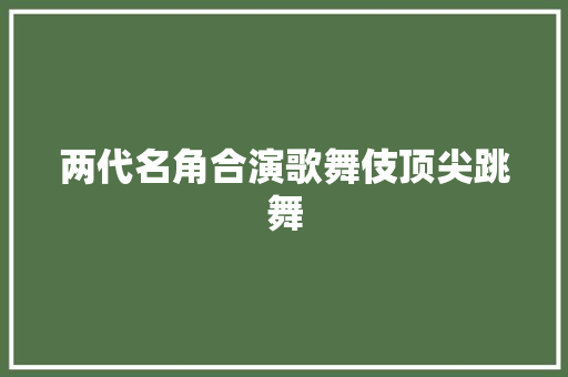 两代名角合演歌舞伎顶尖跳舞