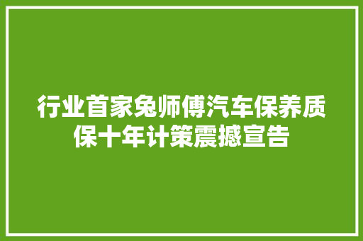 行业首家兔师傅汽车保养质保十年计策震撼宣告
