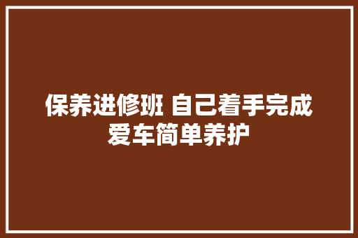 保养进修班 自己着手完成爱车简单养护