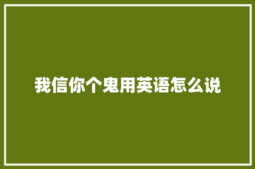 我信你个鬼用英语怎么说