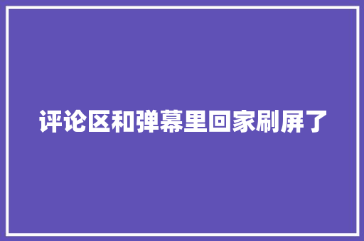 评论区和弹幕里回家刷屏了