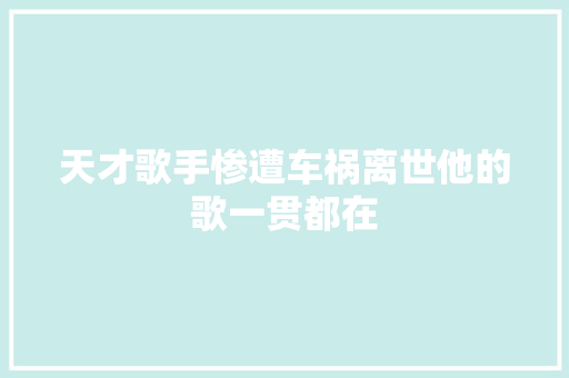 天才歌手惨遭车祸离世他的歌一贯都在
