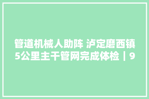 管道机械人助阵 泸定磨西镇5公里主干管网完成体检｜95泸定地震