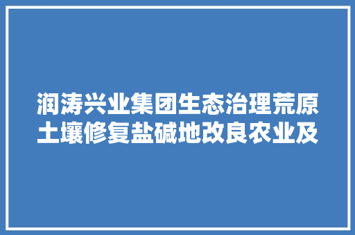 润涛兴业集团生态治理荒原土壤修复盐碱地改良农业及中草药栽种