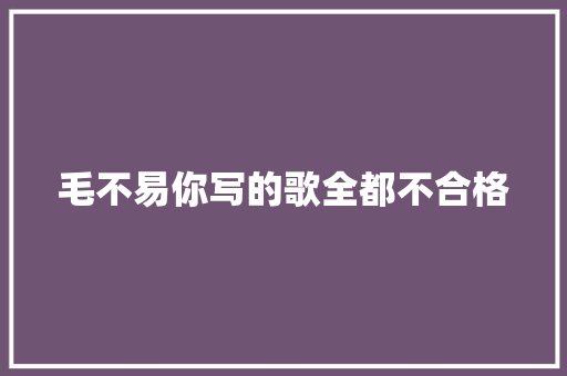 毛不易你写的歌全都不合格