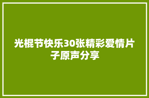 光棍节快乐30张精彩爱情片子原声分享