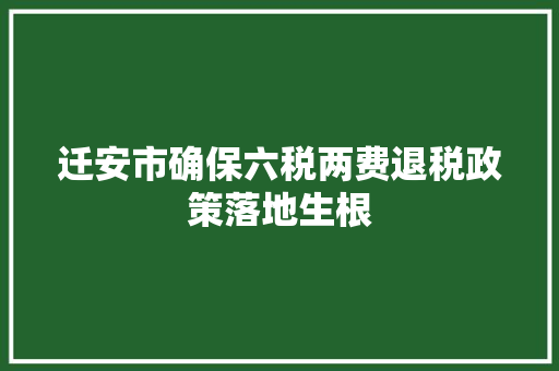 迁安市确保六税两费退税政策落地生根