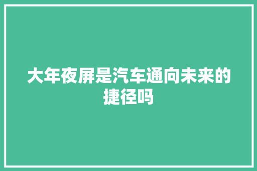 大年夜屏是汽车通向未来的捷径吗