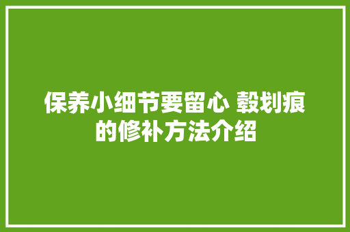 保养小细节要留心 毂划痕的修补方法介绍