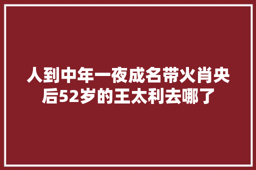 人到中年一夜成名带火肖央后52岁的王太利去哪了