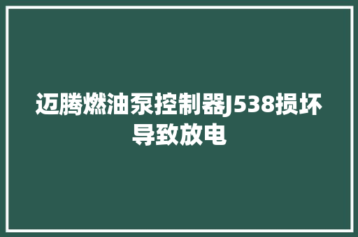 迈腾燃油泵控制器J538损坏导致放电