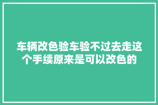 车辆改色验车验不过去走这个手续原来是可以改色的