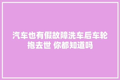 汽车也有假故障洗车后车轮抱去世 你都知道吗