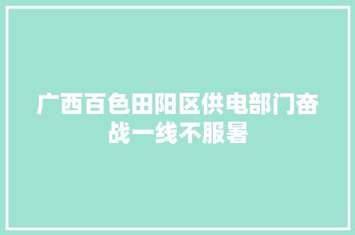 广西百色田阳区供电部门奋战一线不服暑
