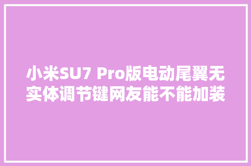 小米SU7 Pro版电动尾翼无实体调节键网友能不能加装