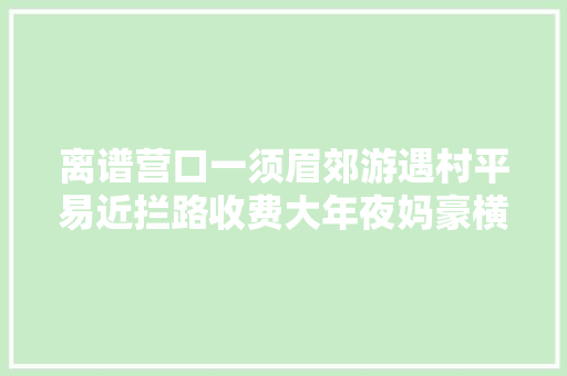 离谱营口一须眉郊游遇村平易近拦路收费大年夜妈豪横这路是我修的