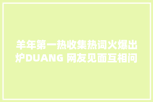 羊年第一热收集热词火爆出炉DUANG 网友见面互相问你duang了吗