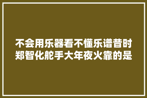 不会用乐器看不懂乐谱昔时郑智化舵手大年夜火靠的是什么
