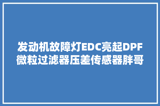 发动机故障灯EDC亮起DPF微粒过滤器压差传感器胖哥维修进程