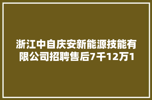 浙江中自庆安新能源技能有限公司招聘售后7千12万13薪
