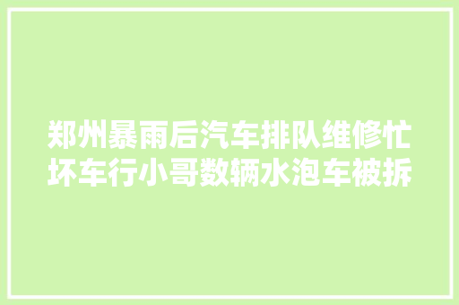 郑州暴雨后汽车排队维修忙坏车行小哥数辆水泡车被拆成空壳