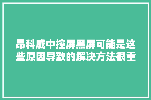 昂科威中控屏黑屏可能是这些原因导致的解决方法很重要