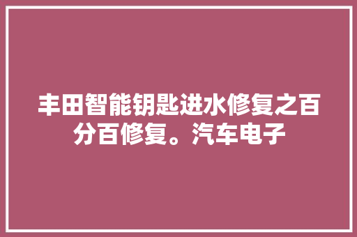 丰田智能钥匙进水修复之百分百修复。汽车电子