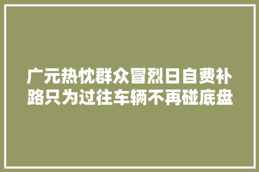 广元热忱群众冒烈日自费补路只为过往车辆不再碰底盘