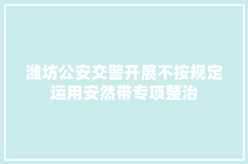 潍坊公安交警开展不按规定运用安然带专项整治