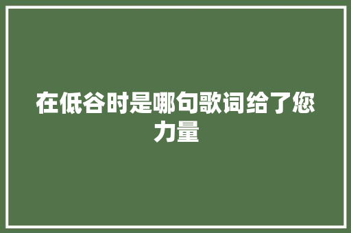 在低谷时是哪句歌词给了您力量
